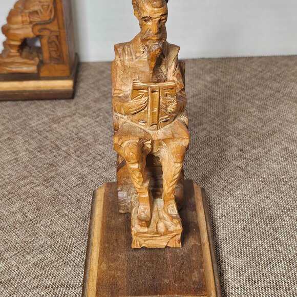 Carved Wood Sculptures of Don Quixote and Sancho Paza Bookends From Literary Cla - Picture 6 of 13